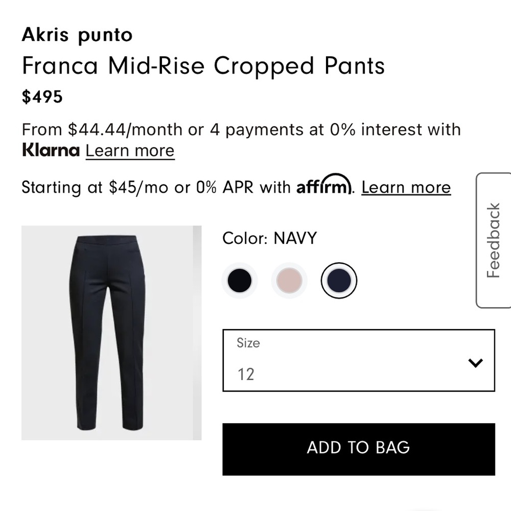 Akris Punto Navy Mid-Rise Cropped Pants